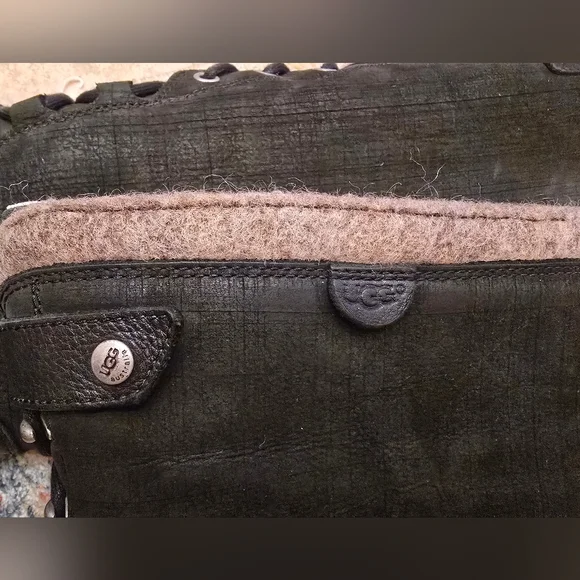 UGG Australia Smithfield Leather Suede Black Size 8.5 - Picture 5 of 8